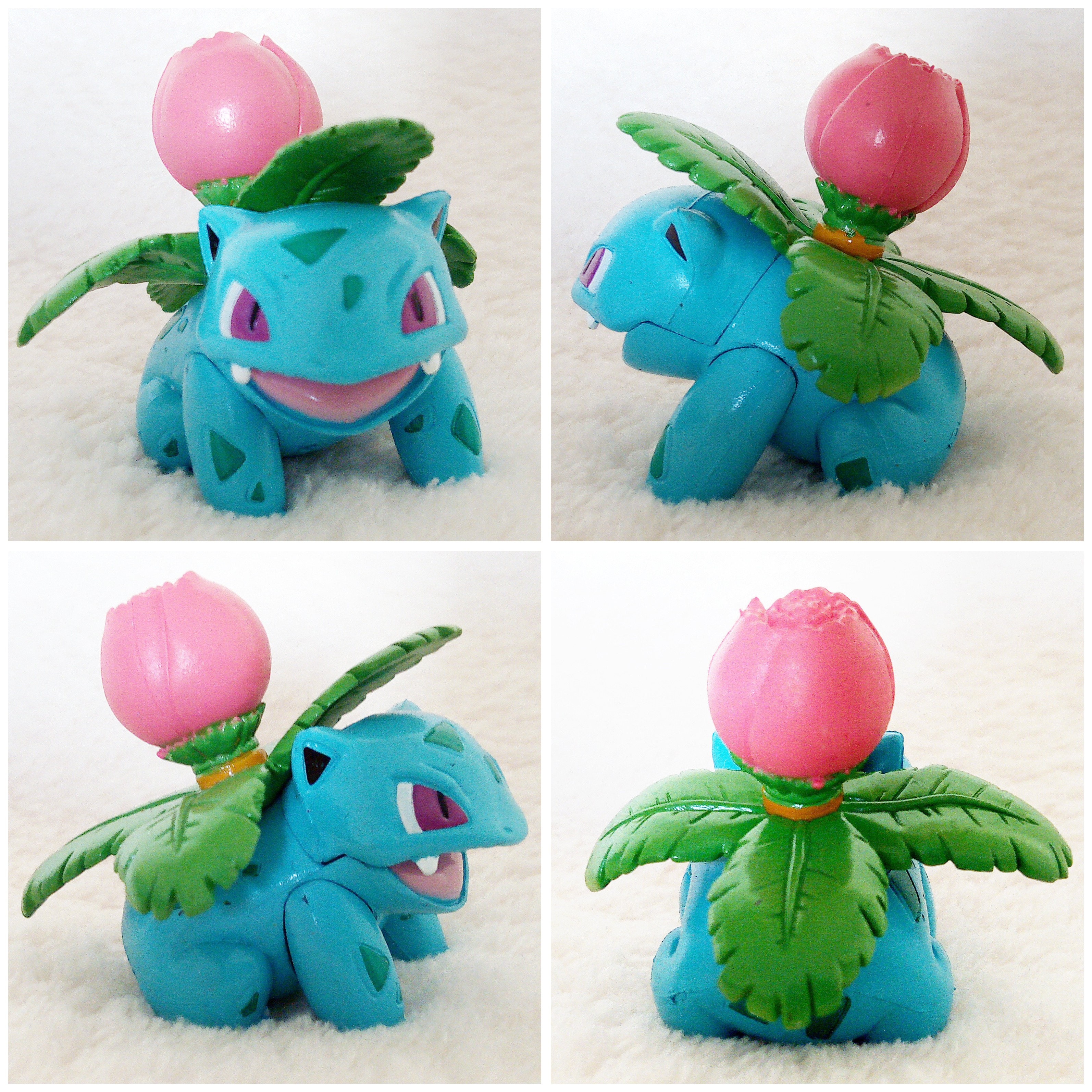 A front, left, right and back view of the Pokémon Tomy figure Ivysaur alternative