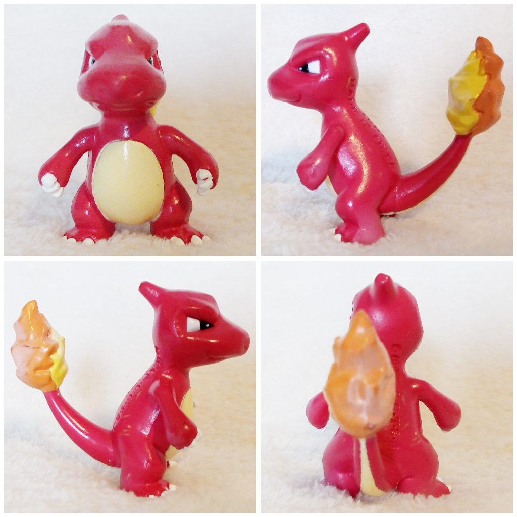 A front, left, right and back view of the Pokémon Tomy figure Charmeleon