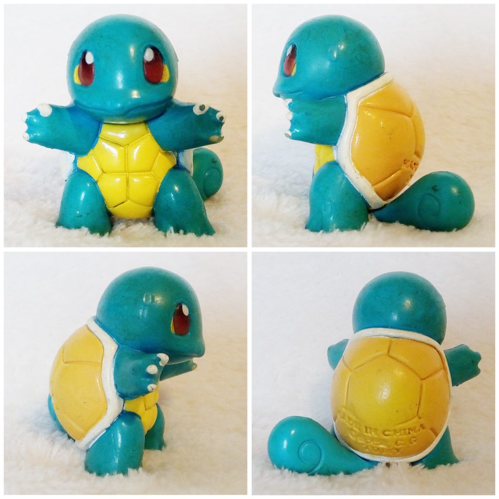 A front, left, right and back view of the Pokémon Tomy figure Squirtle