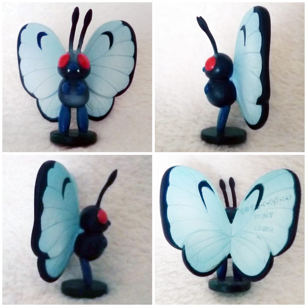 A front, left, right and back view of the Pokémon Tomy figure Butterfree