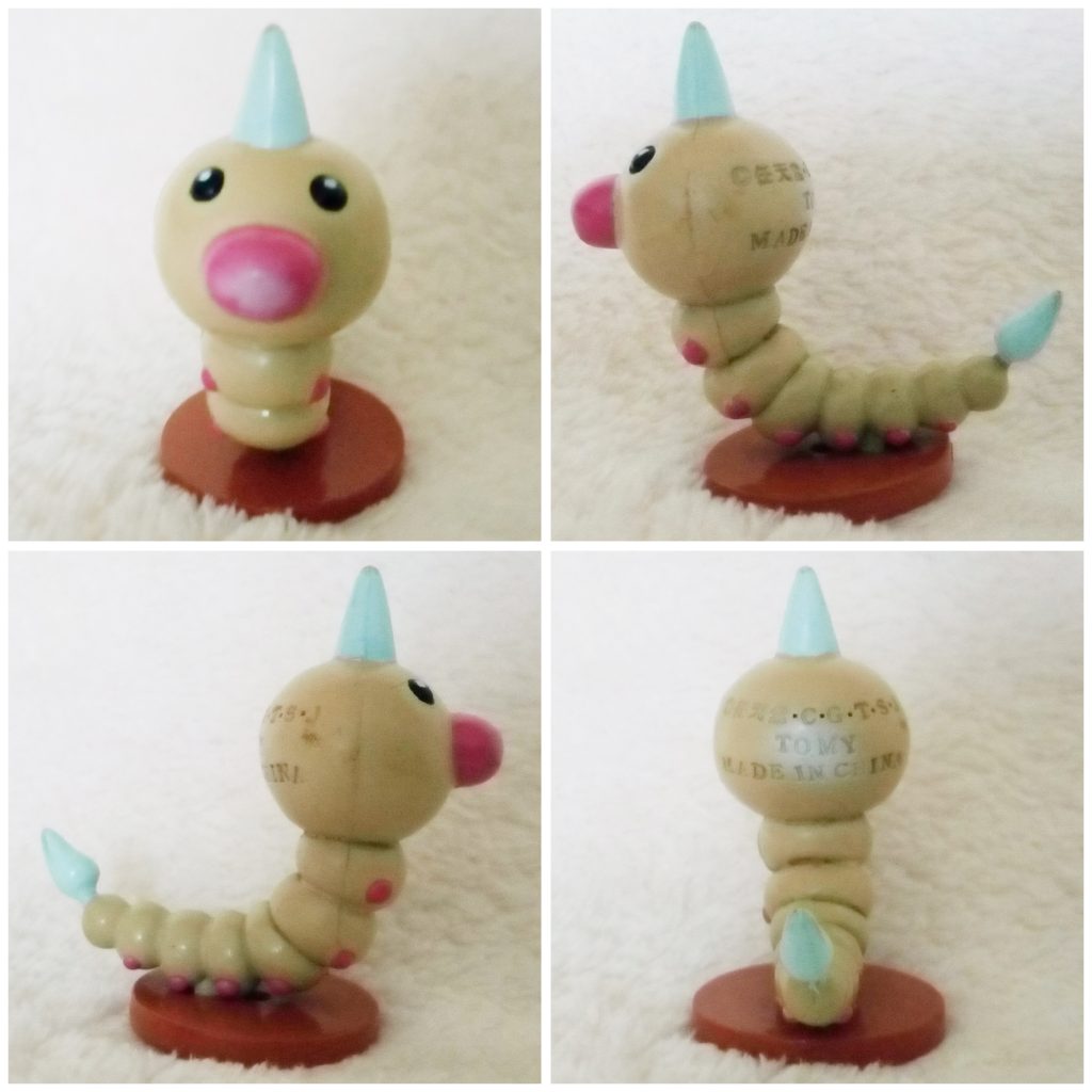 A front, left, right and back view of the Pokémon Tomy figure Weedle
