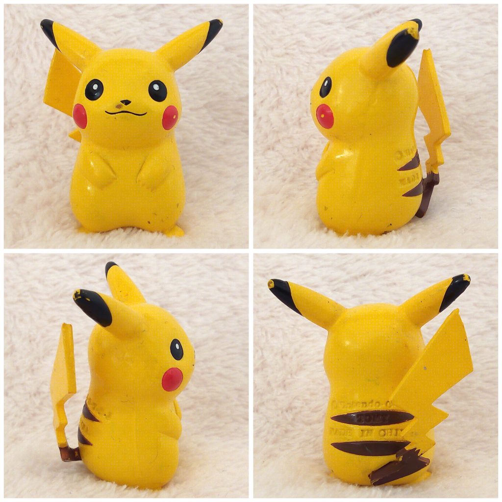 A front, left, right and back view of the Pokémon Tomy figure Pikachu alternative