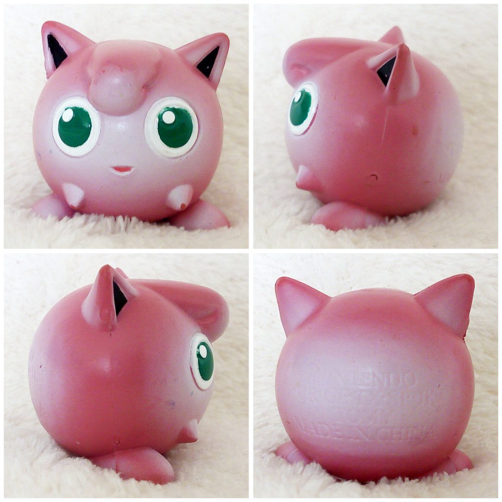A front, left, right and back view of the Pokémon Tomy figure Jigglypuff