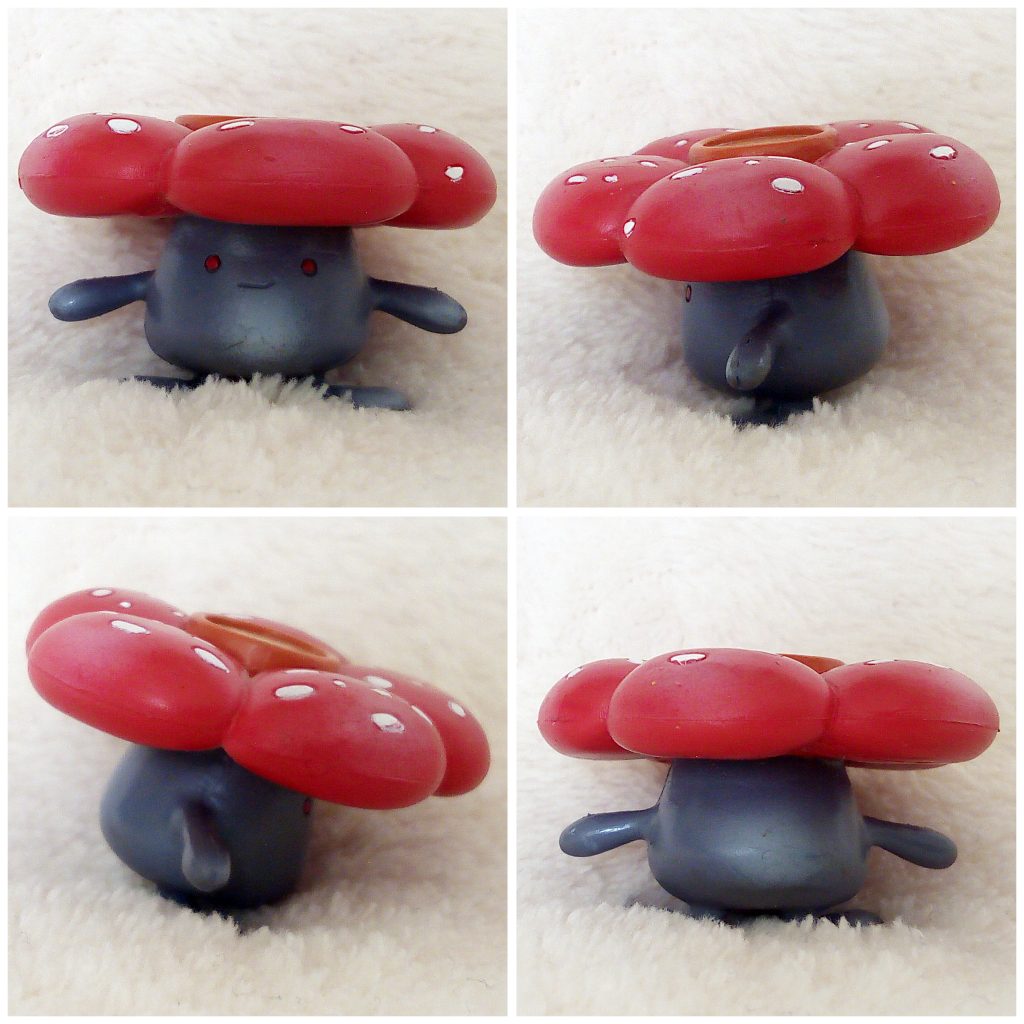 A front, left, right and back view of the Pokémon Tomy figure Vileplume