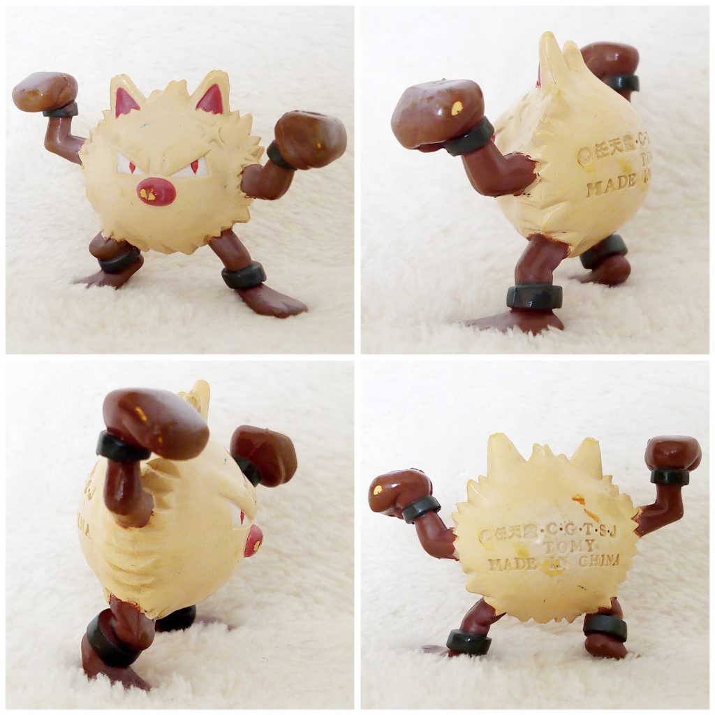 A front, left, right and back view of the Pokémon Tomy figure Primeape