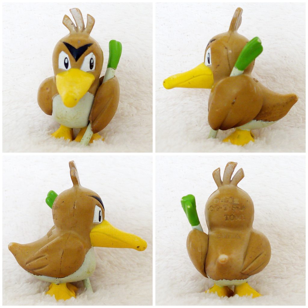 A front, left, right and back view of the Pokémon Tomy figure Farfetch'd