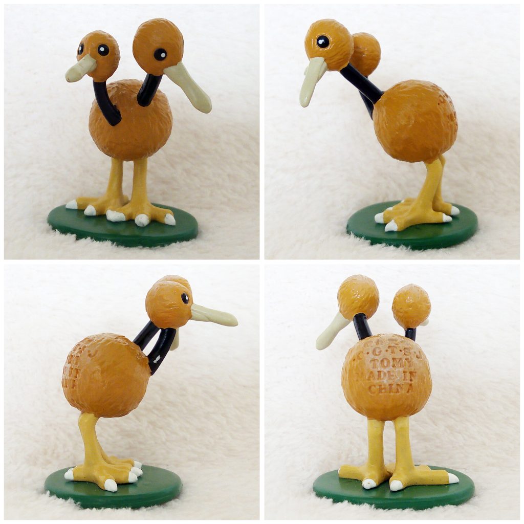 A front, left, right and back view of the Pokémon Tomy figure Doduo