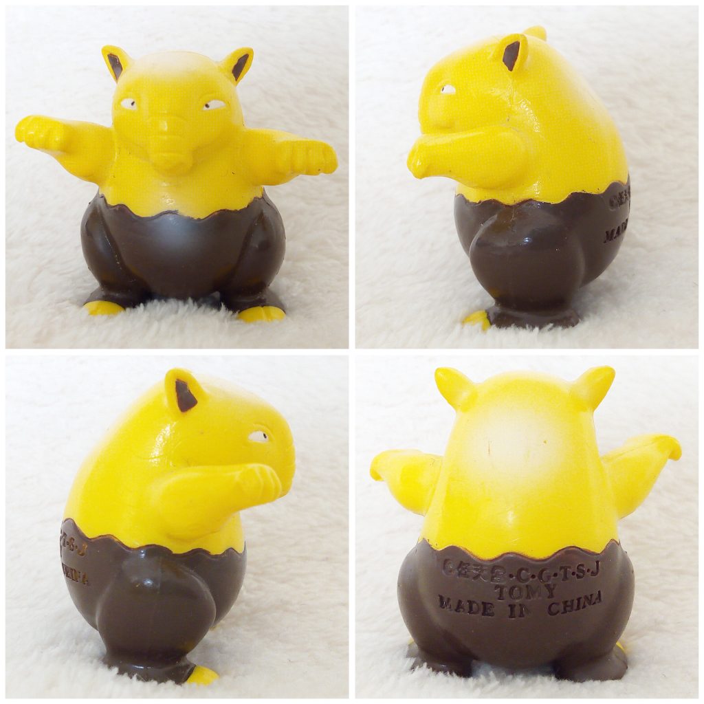 A front, left, right and back view of the Pokémon Tomy figure Drowzee