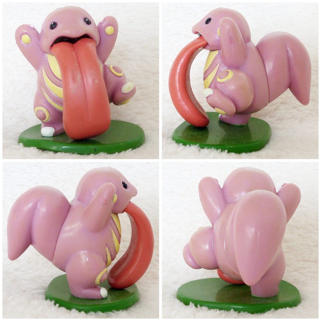 A front, left, right and back view of the Pokémon Tomy figure Lickitung