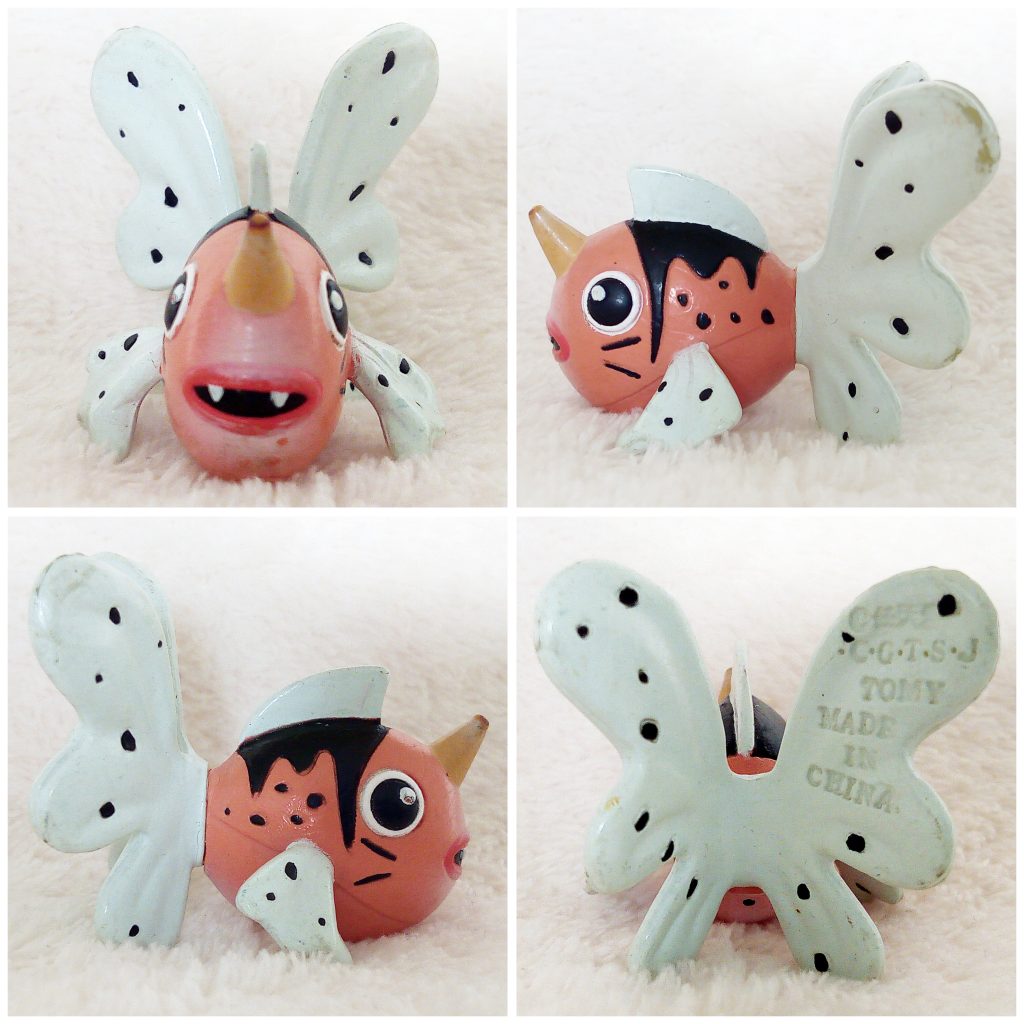 A front, left, right and back view of the Pokémon Tomy figure Seaking