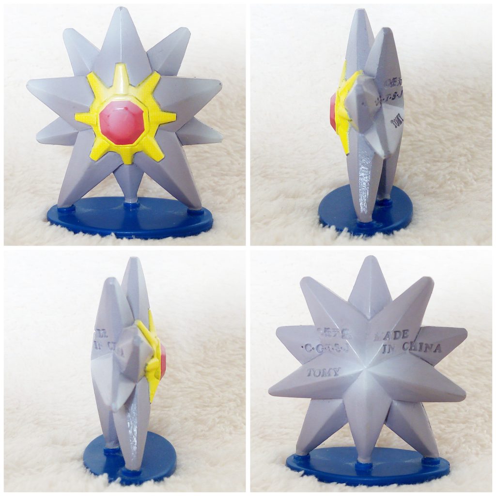 A front, left, right and back view of the Pokémon Tomy figure Starmie