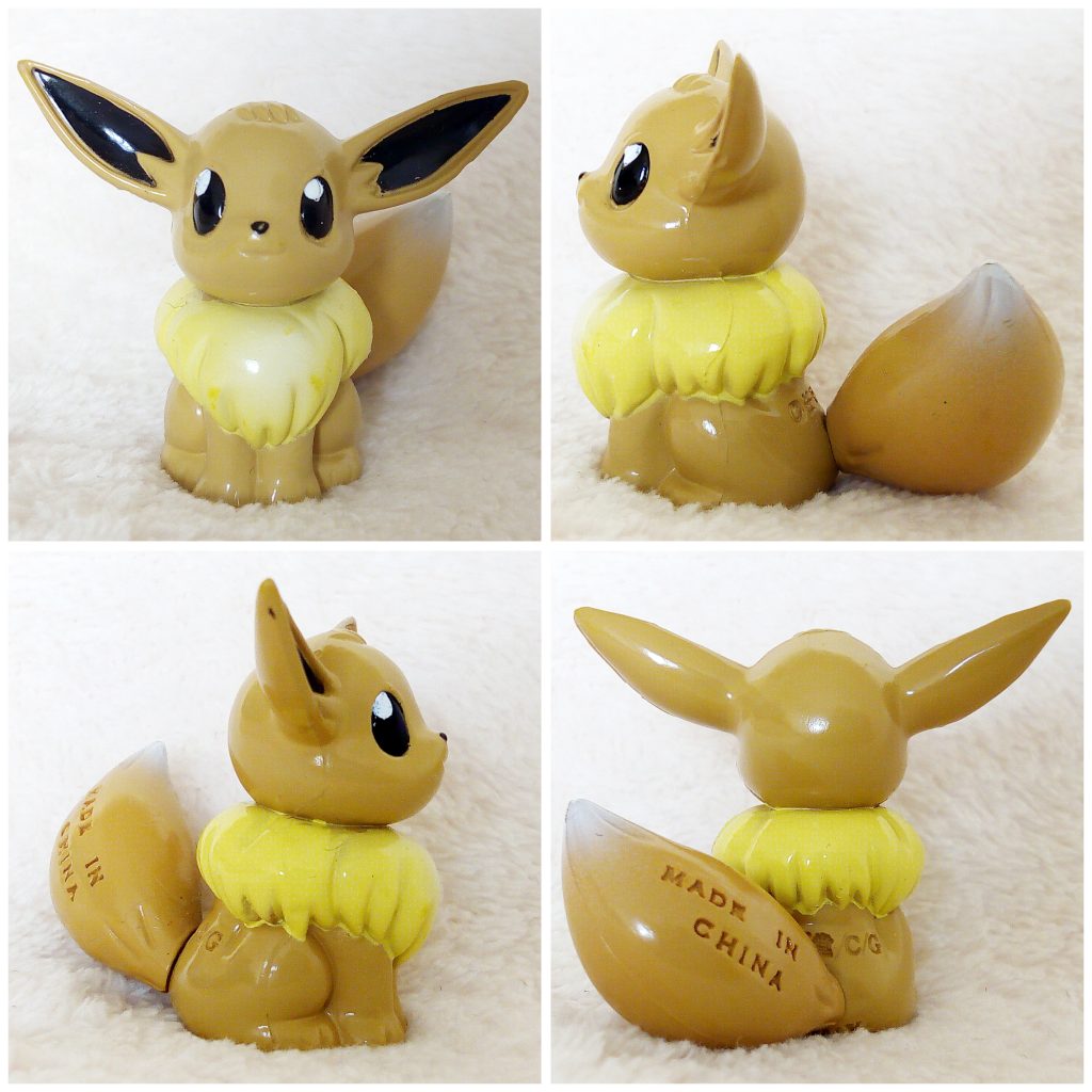 A front, left, right and back view of the Pokémon Tomy figure Eevee