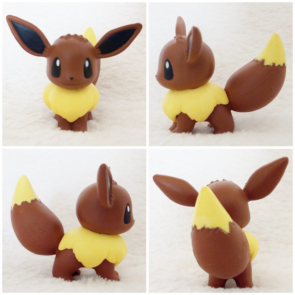 A front, left, right and back view of the Pokémon Tomy figure Eevee alternative