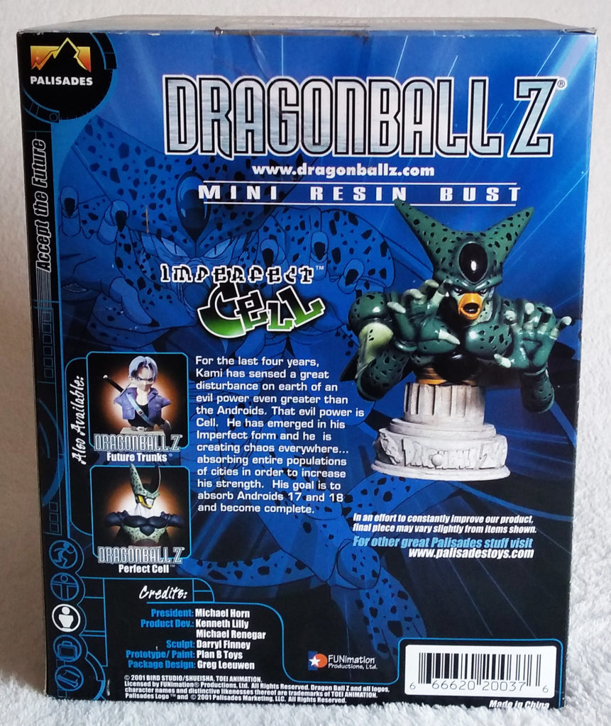 Dragonball Z Mini Resin Bust by Palisades Imperfect Cell back of box