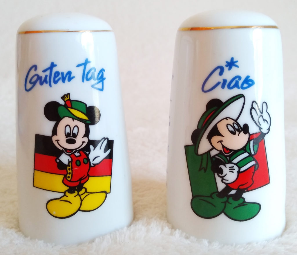 Mickey Mouse Salt & Pepper shakers from Disneyland Paris Guten Tag Ciao