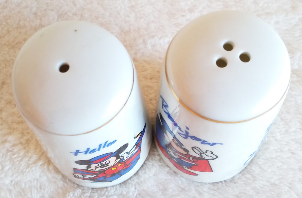 Mickey Mouse Salt & Pepper shakers from Disneyland Paris tops