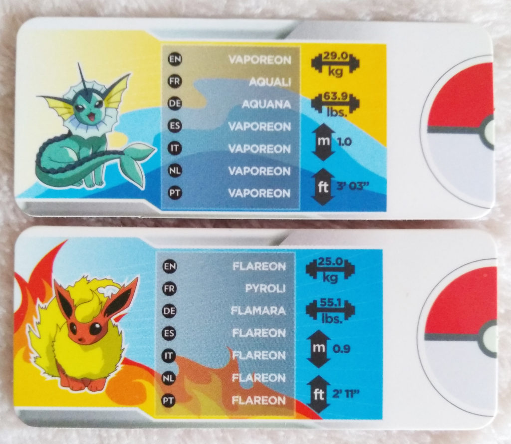 Pokémon Tomy Pokédex ID Tags Vaporeon and Flareon