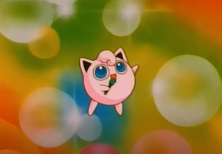 Screenshot of the anime Pokémon of Jigglypuff singing
