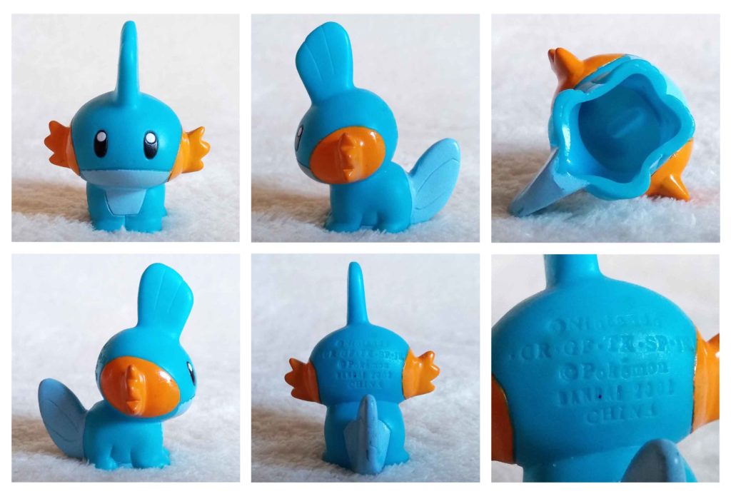Pokémon Kids Advance Mudkip detailed shots from front, sides, back, bottom and branding.