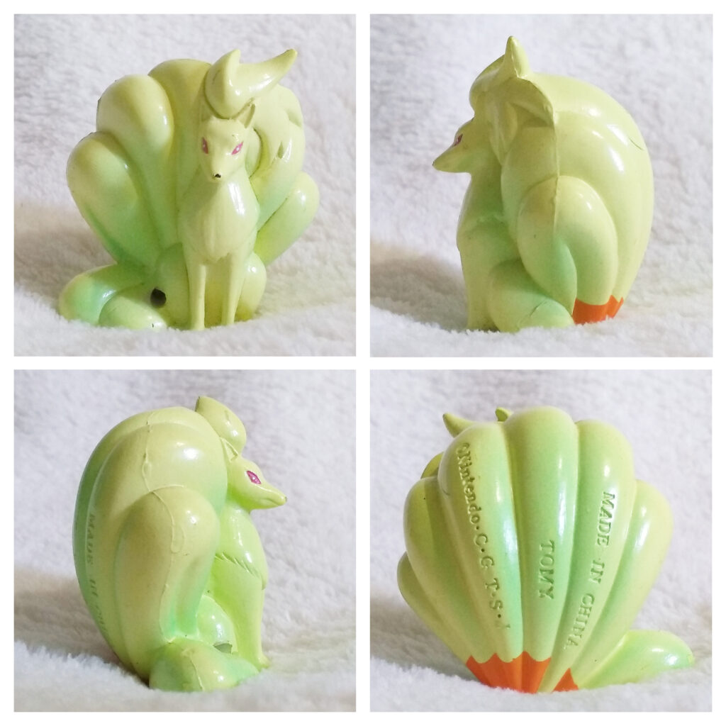 A front, left, right and back view of the Pokémon Tomy figure Ninetales