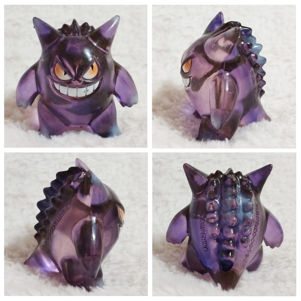 A front, left, right and back view of the Pokémon Tomy figure Gengar