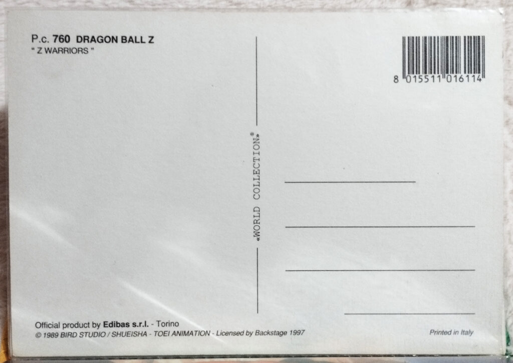 Dragonball Z Postcard by Edibas back