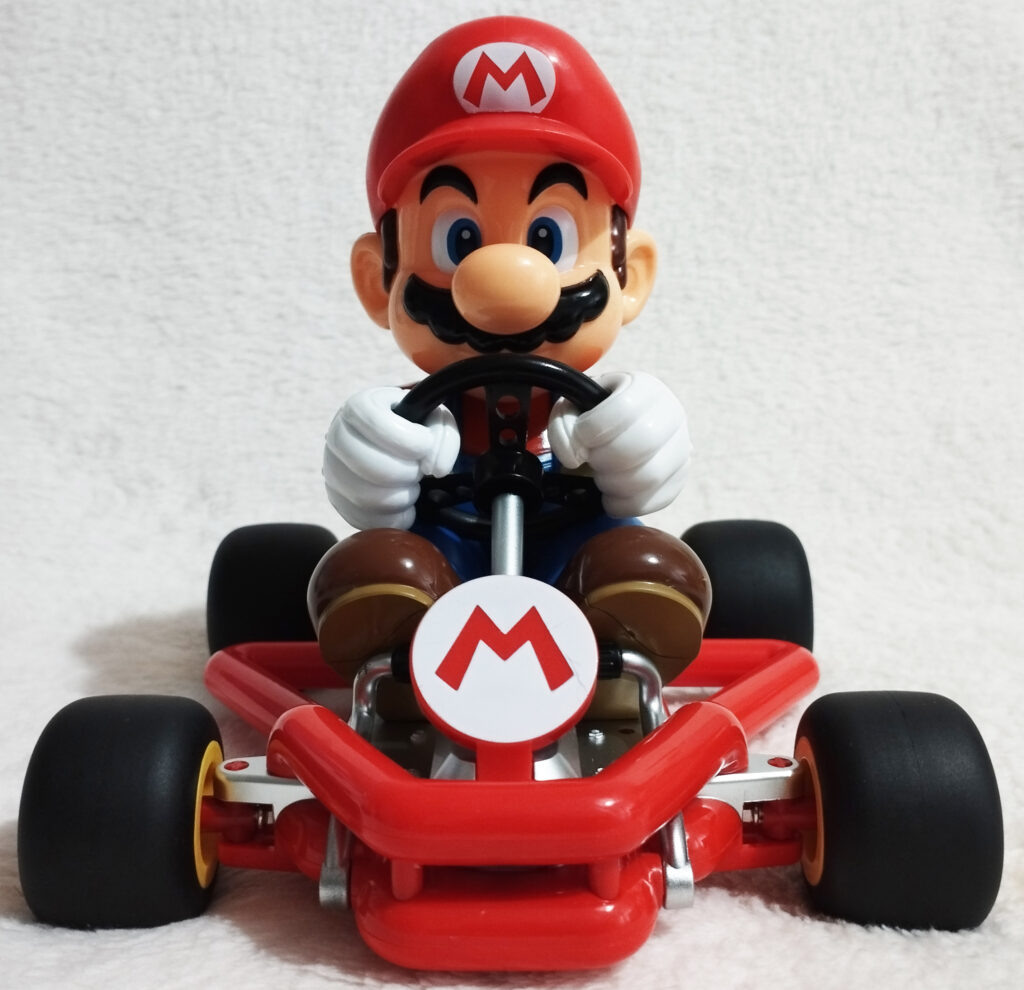 Mario Kart RC vehicles by Carrera, Mario in Pipeframe Kart, front