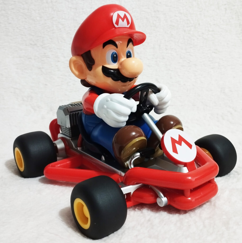 Mario Kart RC vehicles by Carrera, Mario in Pipeframe Kart, 3/4 view