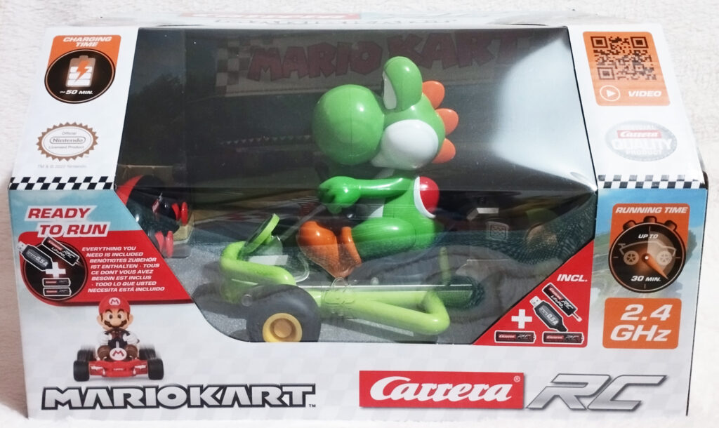 Mario Kart RC vehicles by Carrera, Yoshi in Pipeframe Kart, boxed