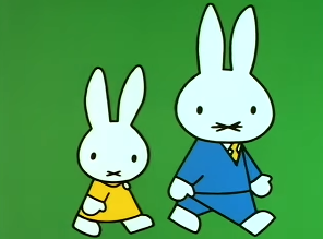 miffy's dad and miffy walking through the zoo