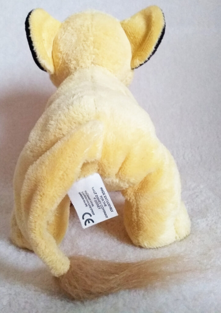 Simba (young) 2010 UK Disney Store plush by Disney Store - back