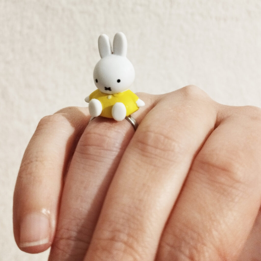 RingColle! Miffy Ring by Bandai - Miffy (yellow) ring worn