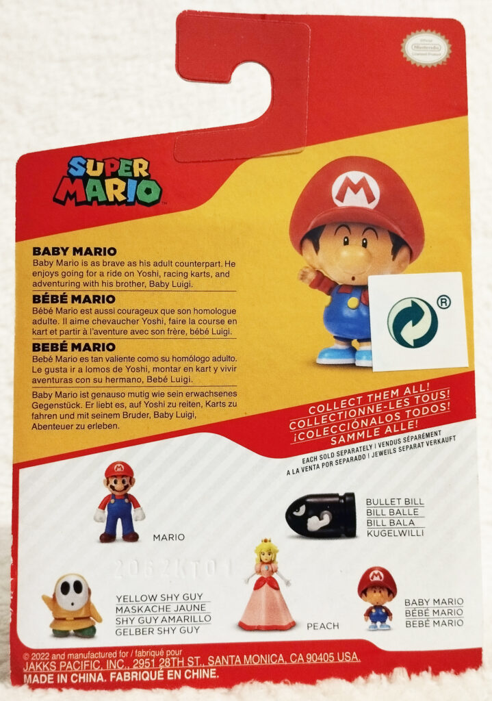 Super Mario 2.5" Figures by Jakks Pacific - Baby Mario (Wave 38) boxed back