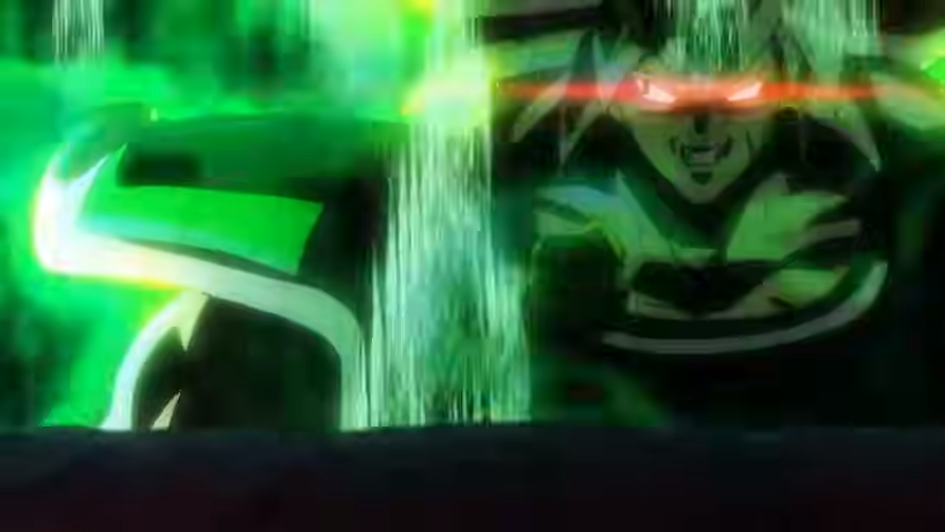 Screenshot of Dragonball Super: Broly where Broly is awakened after his father was murdered