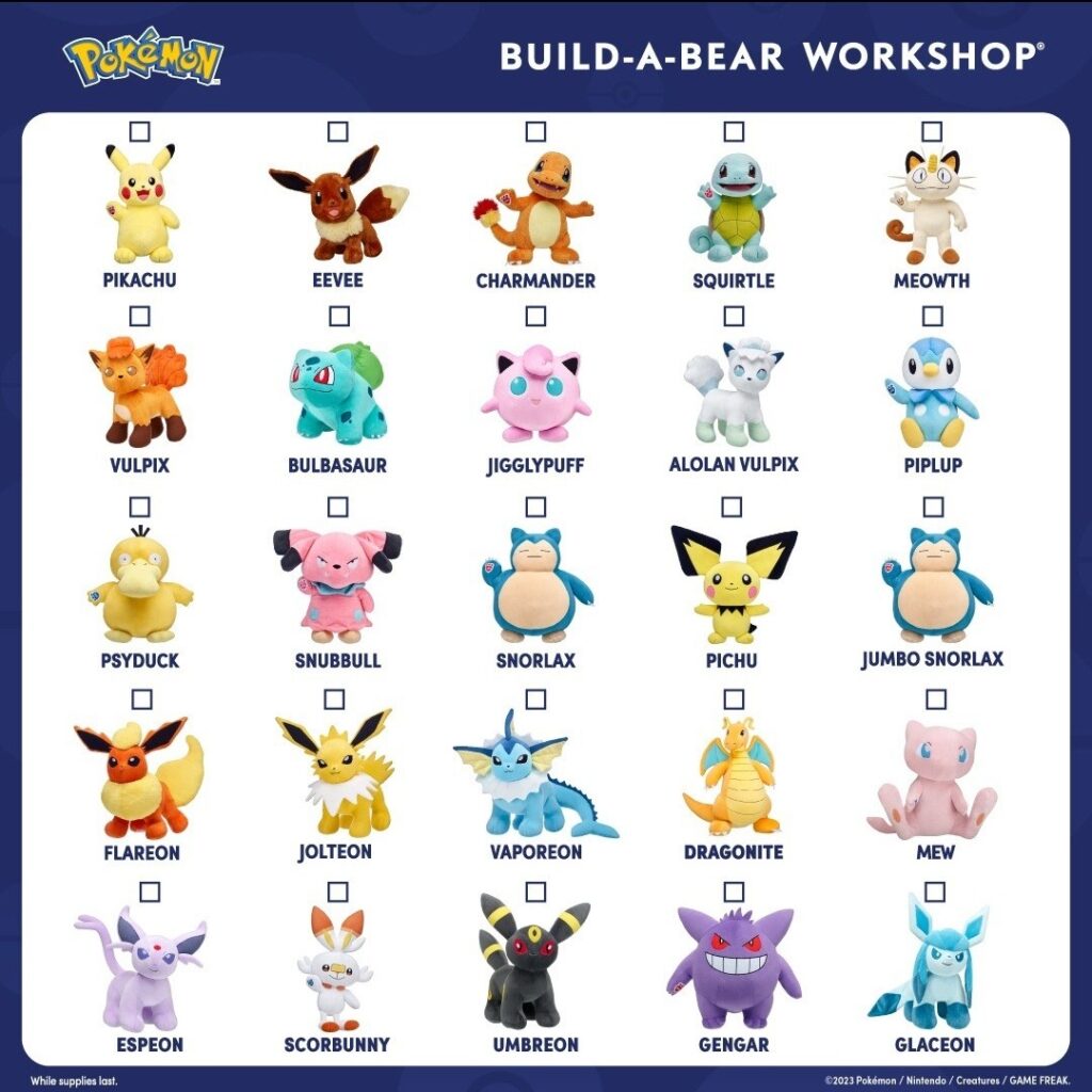 Pokémon Build-a-Bear plush by Build-a-Bear - Checklist 1/2