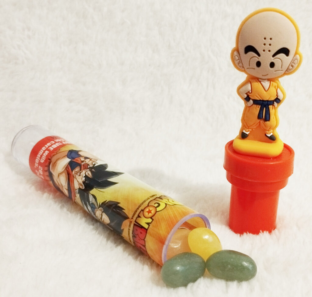 Dragonball Super Candy Tube with Stamp by Rose Marketing UK - opened