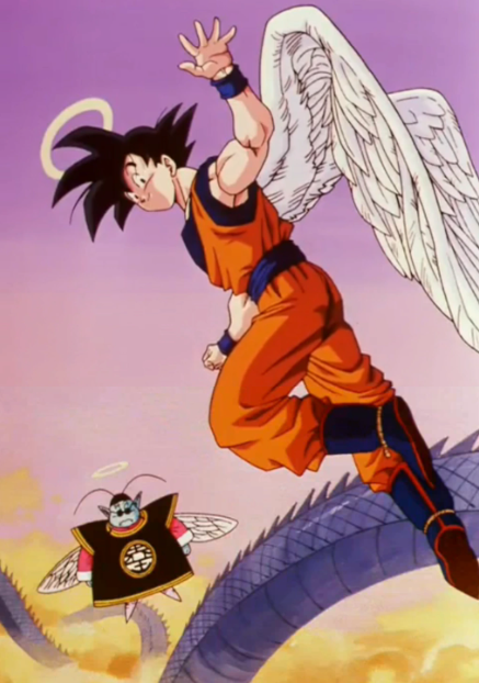 Screenshot of the Japanese anime Dragonball Z ending "We Were Angels", depicting Goku as angel